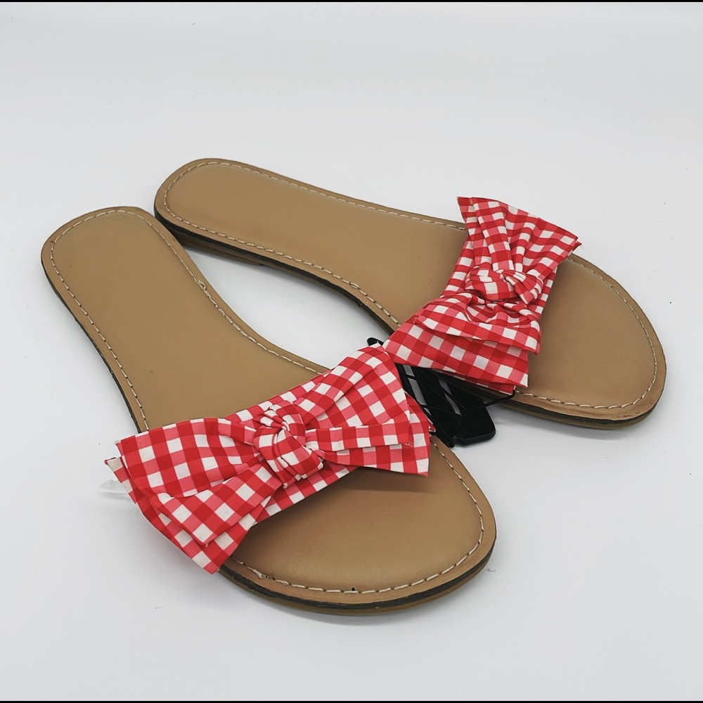 New Gingham Bow Sandals
